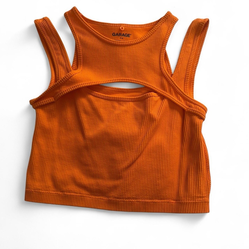 Garage Bright Orange Ribbed Crop Top